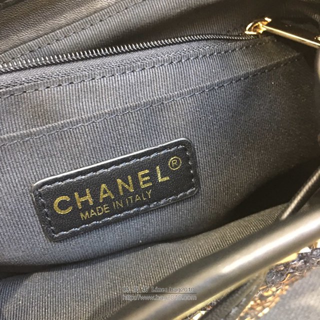 Chanel女包 69966# 2019Chanel最新編織 黑配金色時尚雙肩背包 香奈兒後背包 Chanel新款背包  djc2997